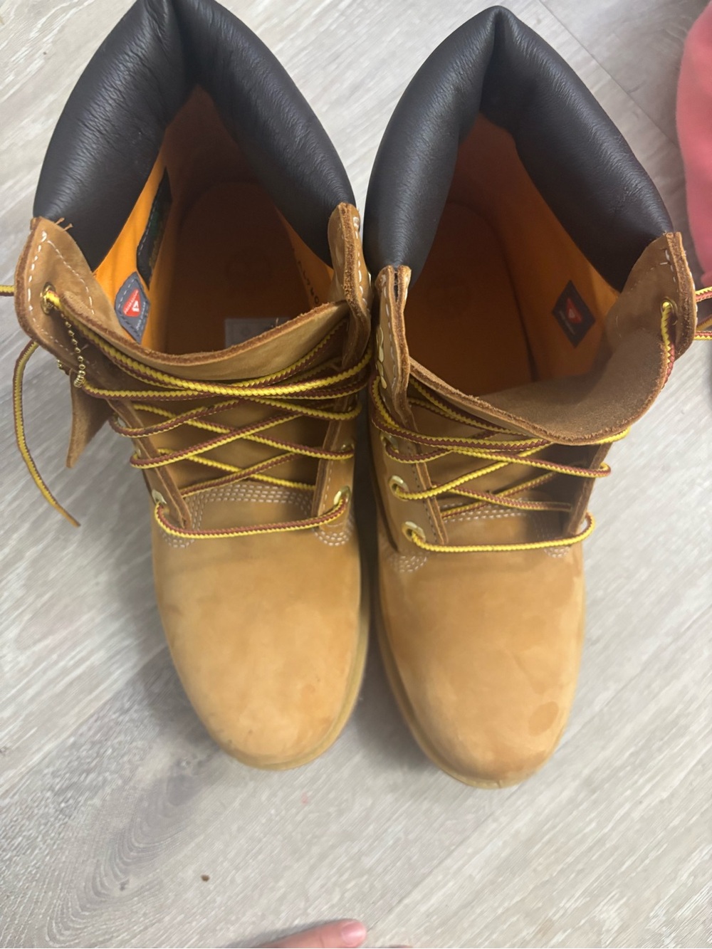 Timberland Wheat Tan Nubuck Work Boots with Black Collar women